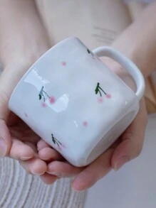 1 件 320 毫升陶瓷杯，可爱情侣咖啡杯，压花波浪奶茶杯，手绘女士办公室早餐杯，适合派对、毕业典礼、婚礼、聚会 - 彩色 - 查看 2