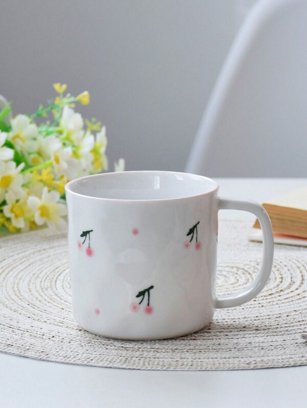 1pc 320ml Ceramic Mug, Cute Couple Coffee Cup, Embossed Wavy Milk Tea Cup, Handpainted Lady Office Breakfast Cup, Ideal For Parties, Graduation, Weddings, Gatherings