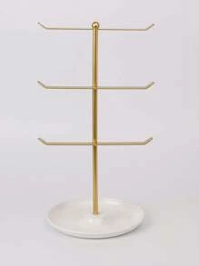 1 Pc Three-Tier Metal Necklace Holder With Jewelry Tray For Storing And Displaying Necklaces, Earrings And Bracelets. Earring Jewelry Rack, Suitable For Home Bedroom Dressing Table Organization Or Jewelry Retail, Valentine's Day Gift - Multicolor - View 10