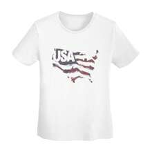 Ma'am Usa Round Neck Short Sleeved T-Shirt