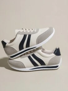 New Casual Versatile White Lace-Up Sports Shoes, Women's Heart Pattern PU Leather Low-Top Round Toe Flat Fashionable Athletic Sneakers