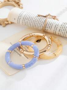 3 chiếc vòng tay hạt Acrylic nâu nhiều lớp cổ điển & vòng tay đá vàng bóng, dành cho các cặp đôi dự tiệc hàng ngày - phong cách G - Xem 3