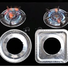 Set de 10 piezas de cubiertas desechables de aluminio para quemadores de estufas de gas, cubiertas protectoras resistentes a altas temperaturas adecuadas para estufas de gas, utensilios de cocina y cocinas del hogar (color aleatorio) - Multicolor - Ver 5