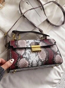 Fashionable , High-End Texture, Light Luxury, Snake Print Niche Design, Versatile Handheld, Detachable Shoulder Cross, Armpit Lock(The Snake Pattern Is Random) - Multicolor - View 6