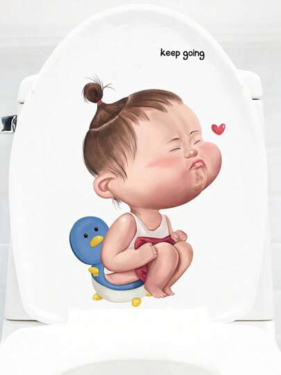 Rolig toalettklistermärke, vattentät självhäftande tecknad toalettsitsdekal, badrums-/sovrumsdekoration, klistermärken, väggdekal, vinyldekal för heminredning, vårdekorationsartiklar förnya ditt hem, Rama-dekorationsklistermärken presenter födelsedagsexamen