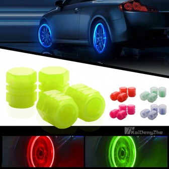 8Pcs Fluorescent Car Tire Valve Cap Universal Luminous Valve Caps Decor For Cars, Bike, Trucks And Motorcycles, Bicycle Tire - Fluorescent Waterproof Stem Covers Car Accessories