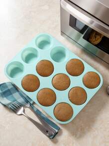 2 件装硅胶 12/15/24 孔圆形冰淇淋模具，适合成人家庭使用蛋糕模具、面包模具、汉堡模具、烘焙工具