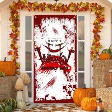 Halloween Door Cover – Spooky Decorations For Front Door, Halloween Party Decor, Haunted House Entrance, Trick-Or-Treat Display