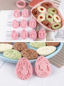 9pcs Easter Jam Cookie Mold Set, 3D Plastic DIY Embossed Baking Mold For Cookies Easter Easter Decorations Easter Decor Easter Giftseaster Mold