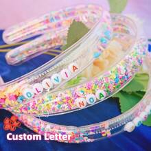 1pc Heart-Shaped Customized Letter Sequin Headband, Christmas Gift For Girls, Personalized Transparent Hair Accessory - Letter Headband - View 2