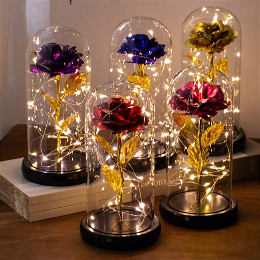 1pc Gold Foil Rose Window Gift Box, Creative Gift For Valentine's Day, Teacher's Day - Multicolor - View 1