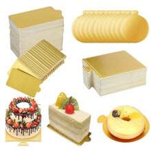 50/100 件金色蛋糕圆形 DIY 厚蛋糕板 坚固的圆形蛋糕甜点板 底盘 婚礼蛋糕道具 扇贝蛋糕圆形纸垫蛋糕 圆形蛋糕板 派对慕斯