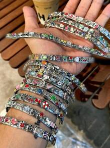 5/10/20/30/50/100pcs Random Mixed Color Italian Style Cartoon Sticker Accessories - Basic Bracelet - View 6