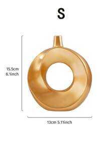 1 件创意简约甜甜圈形花瓶、家居装饰品、婚礼装饰、中心装饰、桌面装饰、派对 - 金色 - 查看 6