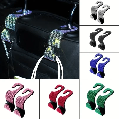 Sparkling Rhinestone Car Headrest Hook - Fashionable Car Wallet/Purse Hanger With Adjustable Strap - Luxury Car Interior Accessory Suitable For Men And Women, Perfect For Handbags, Wallets And Shopping Bags