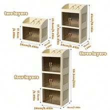 1pc Vanity Makeup Storage Box, Foldable & Sliding Door Design, Clear Cover Cosmetic Display Cabinet, Large Capacity Skincare & Cosmetics Organizer, Ideal Gift For Women, Fits Bedroom & Bathroom Vanities To Store Lipsticks, Brushes, Nail Polish,For Holiday Beach, Bathroom Collection, Bedroom Collection, Large Capacity