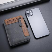 1 pieza Cartera de hombre de estilo nuevo, vintage y moda, con cremallera multifuncional, cartera versátil para estudiantes con múltiples compartimentos para tarjetas, regalo para hombres, regalo para el Día de San Valentín