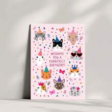 1pc Funny "Happy Birthday" Greeting Card, Featuring A Playful Kitten Design, Suitable For Family And Friends, Also Applicable For Valentine's Day And Anniversary - Yellow - View 8