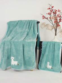 1pc High-End Coral Fleece Bathrobe, Multi-Color Optional, Cartoon Alpaca Embroidery, Super Absorbent, Suitable For Bathroom, Outdoors, Dorms, Beach, Adults & Students, No Optical Brighteners, No Fading, No Shedding,Women Valentine Gift Birthday Boyfriend Girlfriend Home Bathroom Decor Shower Towels For Beauty Salon, Hotel Sports,Home Essentials, Towel, Skin Care Bath Towel Sheet