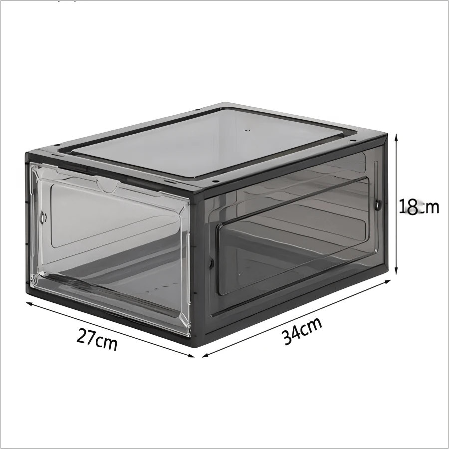 Black, Transparent, Dark Green Acrylic Shoe Box - Black - View 1