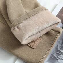 Guantes de invierno para hombre con pantalla táctil cálida, además de terciopelo interior de gamuza, moda Simple, sólido, grueso, para ciclismo al aire libre - Negro - Ver 2