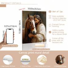 1pc Rustic Jesus And Horse Canvas Art, Gentlemanly Jesus Comforting Standing Horse, Wood/Pine Frame, Perfect For Bedroom, Living Room, Office Decor, Vertical Wall Hanging Print Gift- Posters,Wall Art,Room Decoration Stuff - Multicolor - View 15