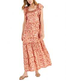 Jamie Layla Petite Printed Flutter Sleeve Maxi Dress - Orange - View 1