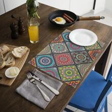 1pc/4pcs/6pcs Bohemian Mandala Placemats, Mexican Traditional Pattern And Geometric Grid, Bohemian Flowers, Washable Table Mats For Dining, Kitchen, Party