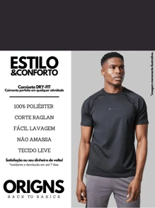 Kit 3 Dry Fit Men's T-Shirts Gym Training Shirt Origns - Grey - View 2