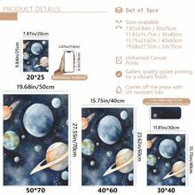 3pcs/Set Astronaut & Outer Space Canvas Art Set - Waterproof, Wooden Framed Wall Decor For Bedroom, Living Room, Office, And Dorm,Posters,Wall Art,Room Decoration Stuff Gifts Birthday Graduation