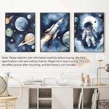 3pcs/Set Astronaut & Outer Space Canvas Art Set - Waterproof, Wooden Framed Wall Decor For Bedroom, Living Room, Office, And Dorm,Posters,Wall Art,Room Decoration Stuff Gifts Birthday Graduation