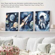 3pcs/Set Astronaut & Outer Space Canvas Art Set - Waterproof, Wooden Framed Wall Decor For Bedroom, Living Room, Office, And Dorm,Posters,Wall Art,Room Decoration Stuff Gifts Birthday Graduation