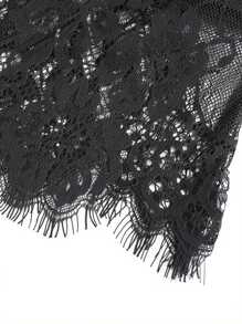 Eyelash Lace Mesh Layering Fake Tops Skirt Hem For Women, A-Shape Version Crochet Lace Trim Clothing Match Lower Hems - 黑色 - 查看 4