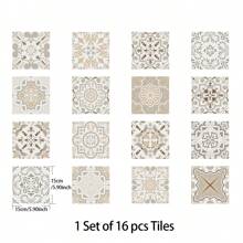 16pcs Mandala Pattern Tile Decals, Self-Adhesive Waterproof And Oil-Resistant PVC Stickers For Kitchen - Multicolor - View 12