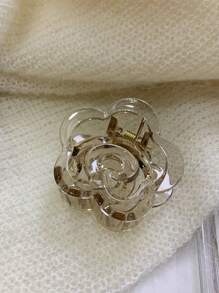 1pc Women Claw Hair Clip In Gray, Pink, Beige, Ins-Style Cute Elegant Camellia Jelly Color Hair Claw