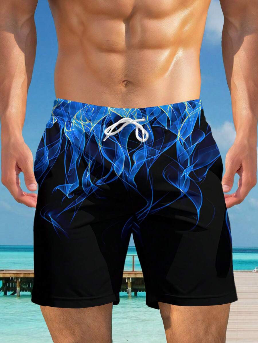 Men's 3D Hawaiian Print Beach Shorts For Summer,Hawaiian - Multicolor - View 1