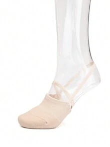 Women's Solid Color Knitted Pirouette Shoes, Half-Sole Ballet Dance Shoes Suitable For Indoor Practice, Cushioning Toe Shoes