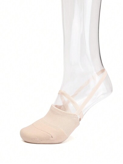 Scarpe da ballo a pirouette a tinta unita, in maglia, scarpe da balletto con suola mezza adatte per la pratica indoor, con imbottitura per le punte