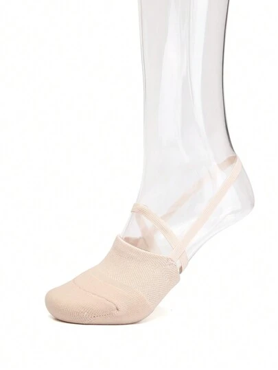 女士纯色针织旋转鞋，半底芭蕾舞鞋适合室内练习，缓冲趾鞋