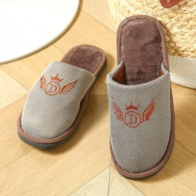 Dép đôi thêu họa tiết thời trang mới, dép đế bằng bằng xốp ấm áp, thoải mái, thích hợp cho mùa xuân, thu và đông.