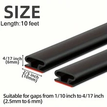 118英寸门缝密封条 - 自粘橡胶材质，10英尺长，黑/白/棕色可选，阻燃，多用途（可密封1/10英寸至4/17英寸的缝隙），节能隔音，适用于家庭/商业门窗，是打造舒适安静室内环境的理想之选。 - 多色 - 查看 2