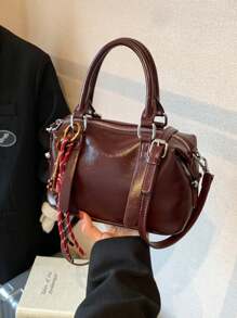 Bolsa de Mão de Luxo de PU Macio de Cor Sólida, Bolsa Casual Diária Retrô da Moda, Presente para Mulheres