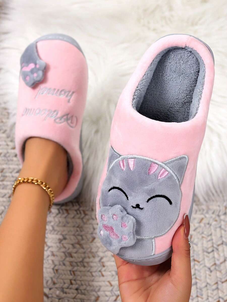 نعال خالية من الفرو للسيدات من نوع ماناكي-نيكو كوزي ذات أسطح سميكة مضادة للانزلاق، مناسبة للارتداء داخل المنزل في فصلي الخريف والشتاء.