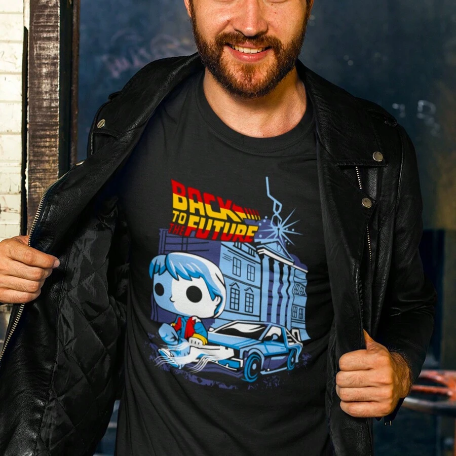 Camiseta Playera Con Estampado Volver al Futuro Manga Corta - Negro - Ver 1