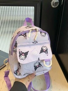 Sanrio Zaino stampato con personaggi dei cartoni animati Hello Kitty, Kuromi, Cinnamoroll, un pezzo, borsa da viaggio casual per donne