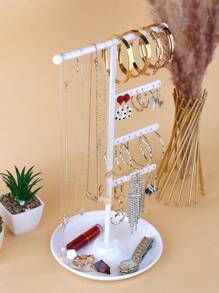 1 Pc Metal Jewelry Holder With Tray For Storing And Displaying Necklaces, Earrings And Bracelets. Earring Display Stand, Suitable For Home Storage Or Jewelry Retail, Valentine's Day Gift - Multicolor - View 4