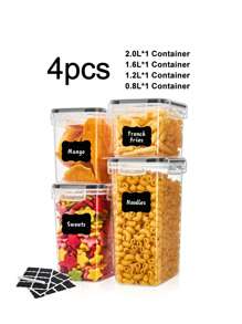 4/7/9/24/30pcs Airtight Food Storage Containers With Labels And Markers, Dishwasher , Ideal For Cereal, Pasta, Flour, And Sugar - Organize And Store Dry Foods With Ease - 黑與白 - 查看 12