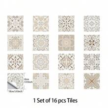 16pcs Mandala Pattern Tile Decals, Self-Adhesive Waterproof And Oil-Resistant PVC Stickers For Kitchen - Multicolor - View 13