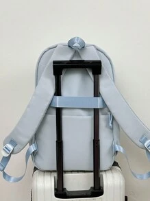 حقيبة ظهر نسائية باللون الوردي، حقيبة ظهر شفافة أنيقة من تصميم اللحف العشوائي، حقيبة نايلون كاجوال سعة كبيرة للسفر، حقيبة أنثوية هاراجوكو (مع خلاصة نجمة خماسية اللون عشوائي وبطاقة) - متعدد الألوان - مشاهدة 12