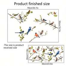 1 件树枝鸟玻璃贴纸，彩色花朵风景墙贴，客厅和卧室装饰自粘墙贴乙烯基贴花，用于卧室装饰，房间装饰品，新年装饰，春季装饰，教室装饰，可移除贴纸家居装饰墙面装饰浴室装饰房间装饰用品客厅装饰家居装饰客厅墙纸 - 彩色 - 查看 3